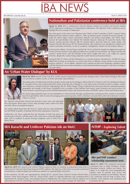 IBA NEWS IBA KARACHI | Issue 12 | March 2019 Nationalism and Pakistaniat Conference Held at IBA