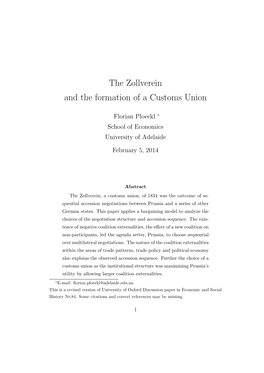The Zollverein and the Formation of a Customs Union