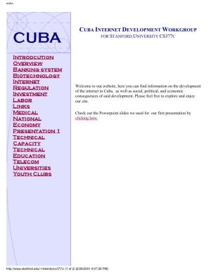 Cuba Internet Development Workgroup for Stanford University Cs377c