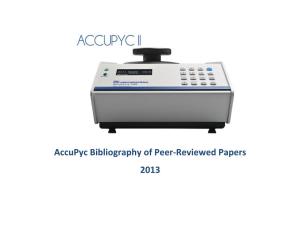 Accupyc Bibliography of Peer-Reviewed Papers 2013 TITLE AUTHORS & PUBLICATION CITATION