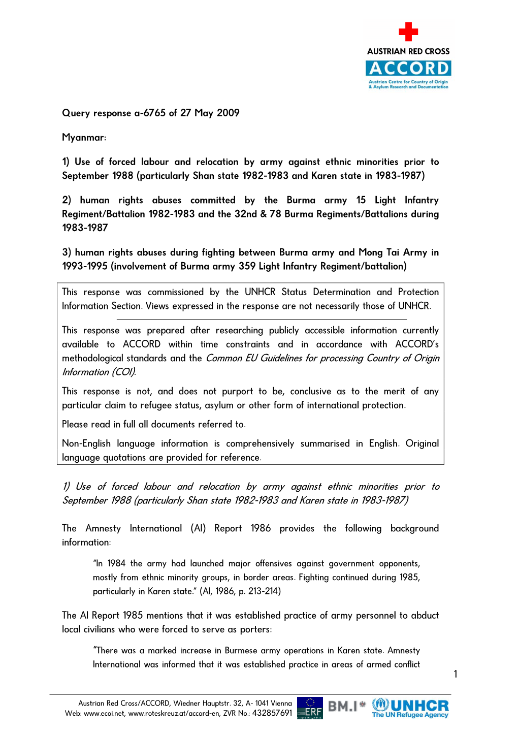 Methodological Standards and the Common EU Guidelines for Processing Country of Origin Information (COI). 1) Use of Forced Labou