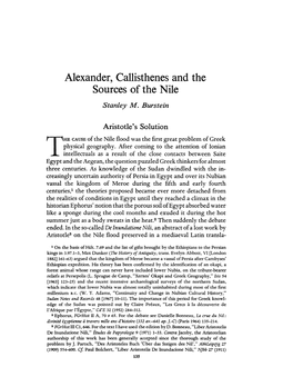 Alexander, Callisthenes and the Sources of the Nile Burstein, Stanley M Greek, Roman and Byzantine Studies; Summer 1976; 17, 2; Proquest Pg