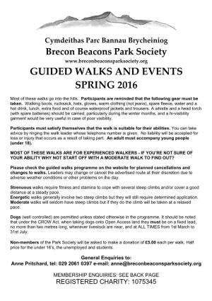 Guided Walks and Events Spring 2016