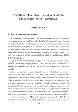 The Basic Standpoint of the Lankavatara Sutra (Continued)