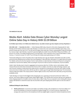 Adobe Data Shows Cyber Monday Largest Online Sales Day in History with $3.39 Billion