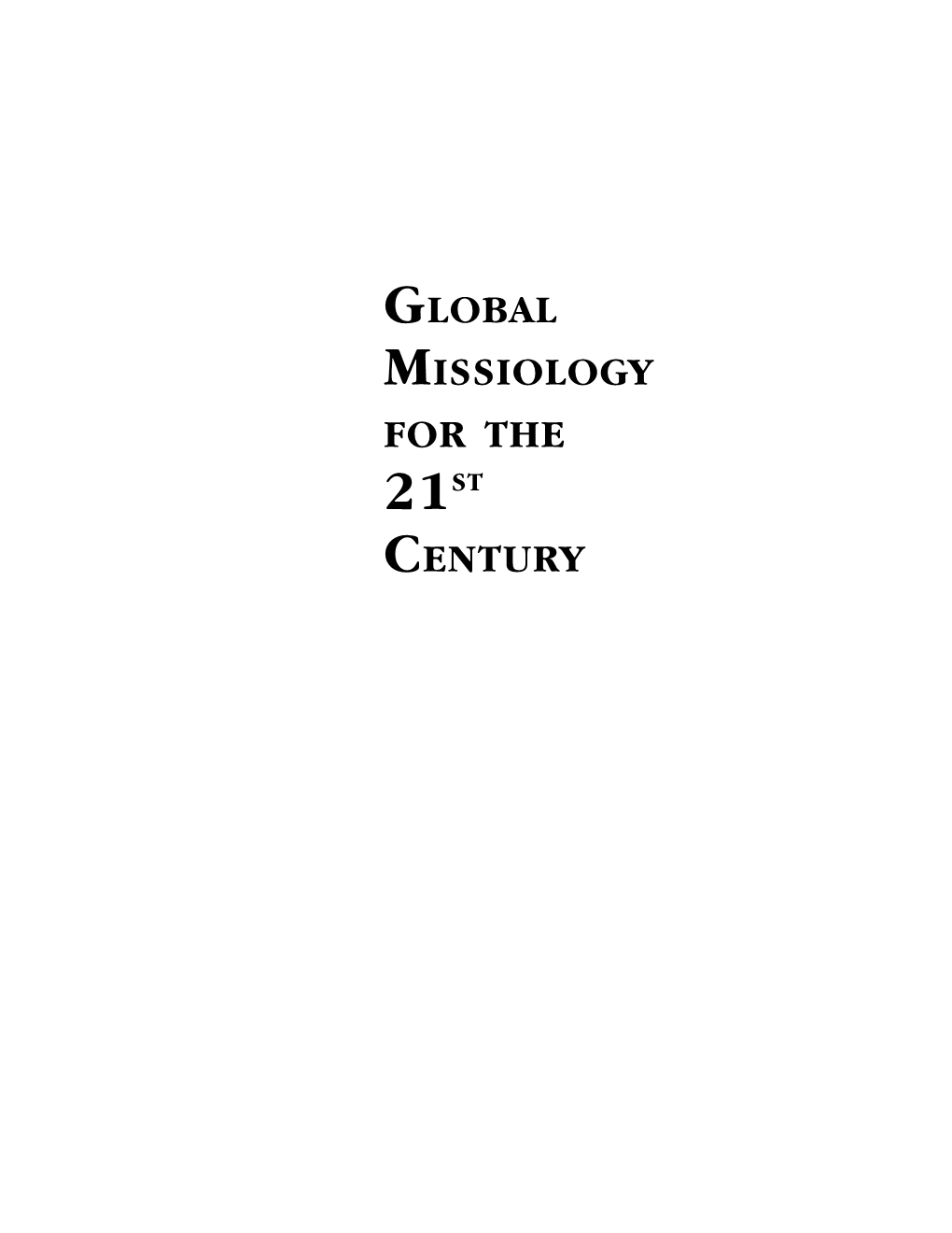 Global Missiology for the Century