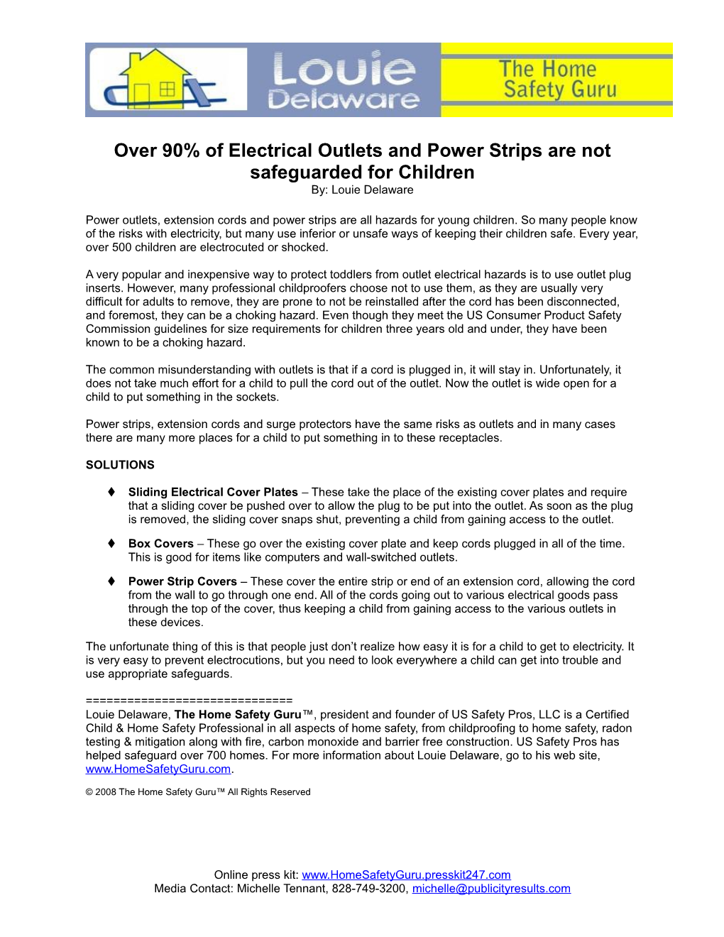 Over 90% of Electrical Outlets and Power Strips Are Not Safeguarded for Children