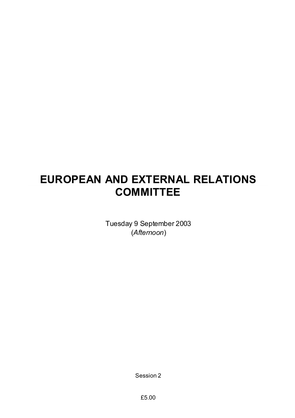 European and External Relations Committee