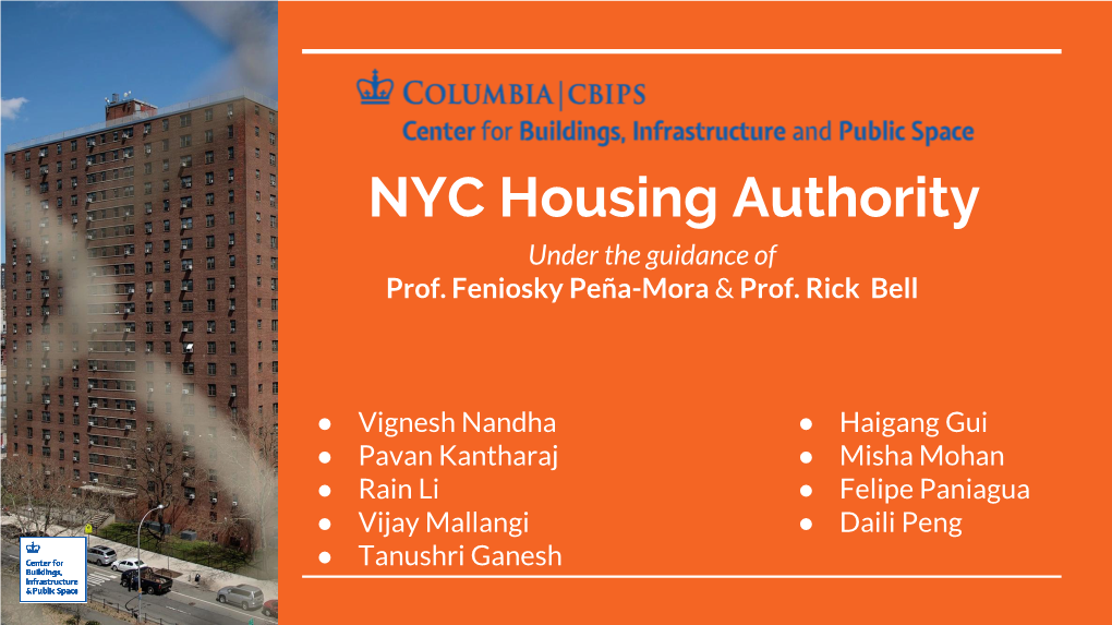 NYC Housing Authority Under the Guidance of Prof