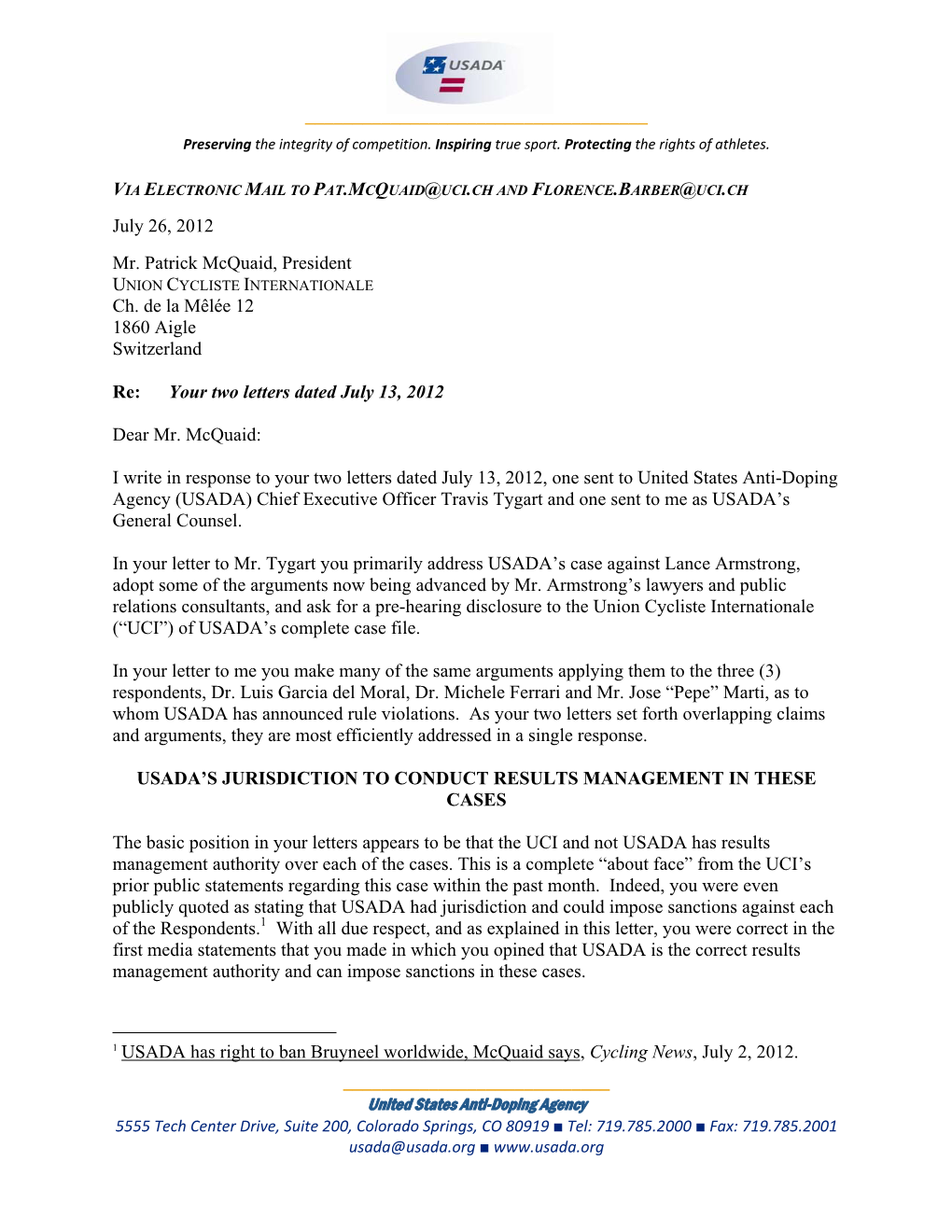 2012-07-26 WB to Mcquaid Re Respondents And