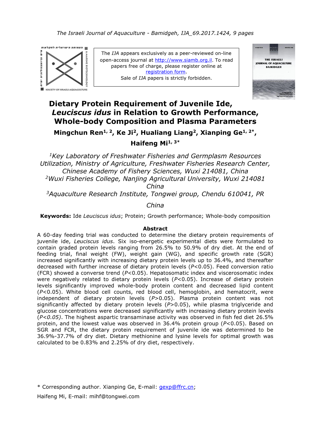 The Israeli Journal of Aquaculture – Bamidgeh Xx(X), 20Xx, X-Xx