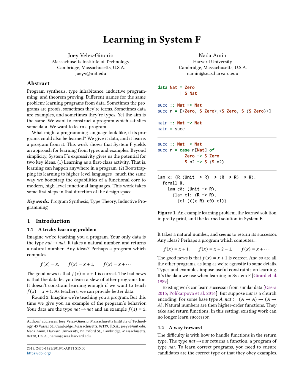 Learning in System F