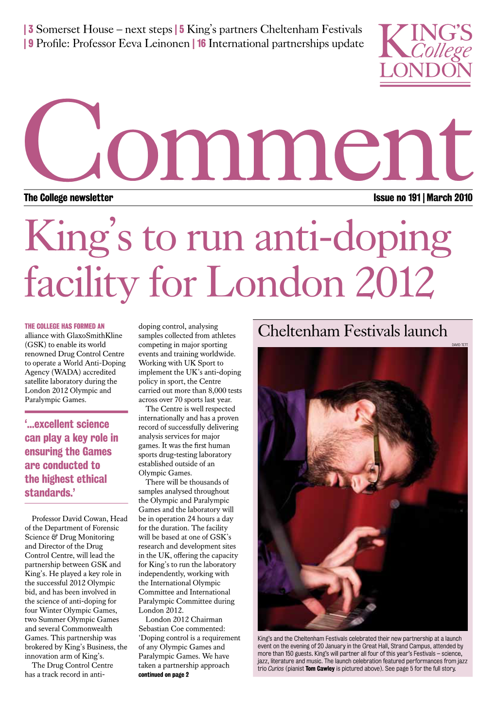 King's to Run Anti-Doping Facility for London 2012