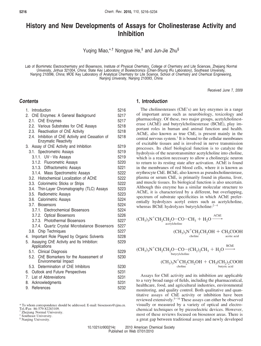 27.History and New Developments of Assays for Cholinesterase Activity