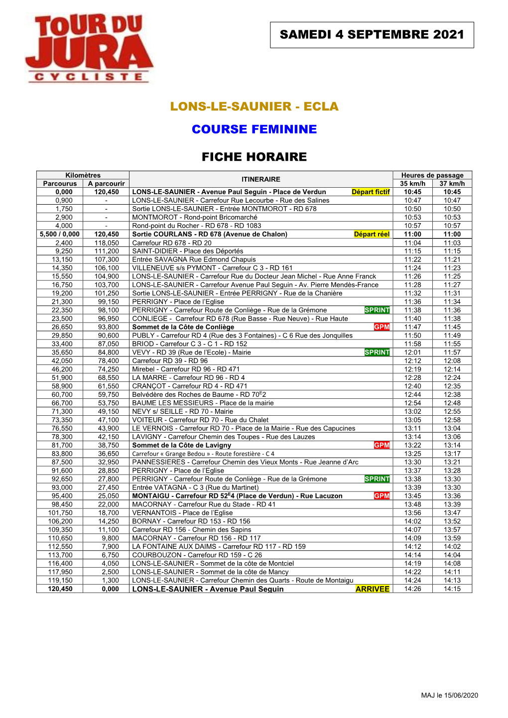 Ecla Course Feminine Fiche Horaire