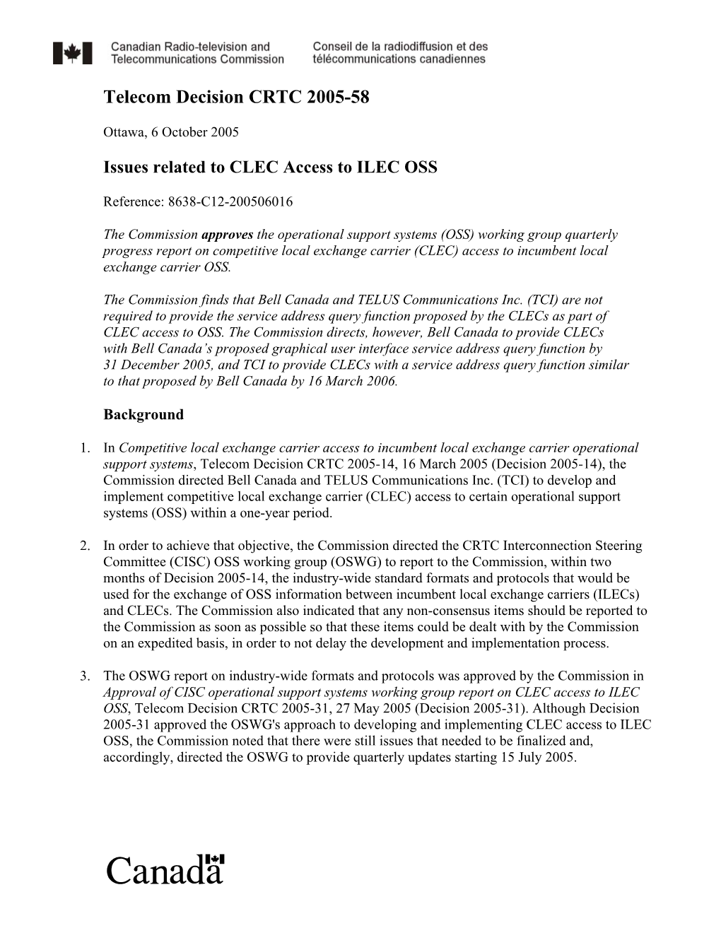 Telecom Decision CRTC 2005-58