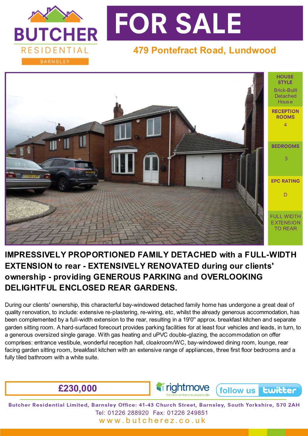 479 Pontefract Road, Lundwood £230,000