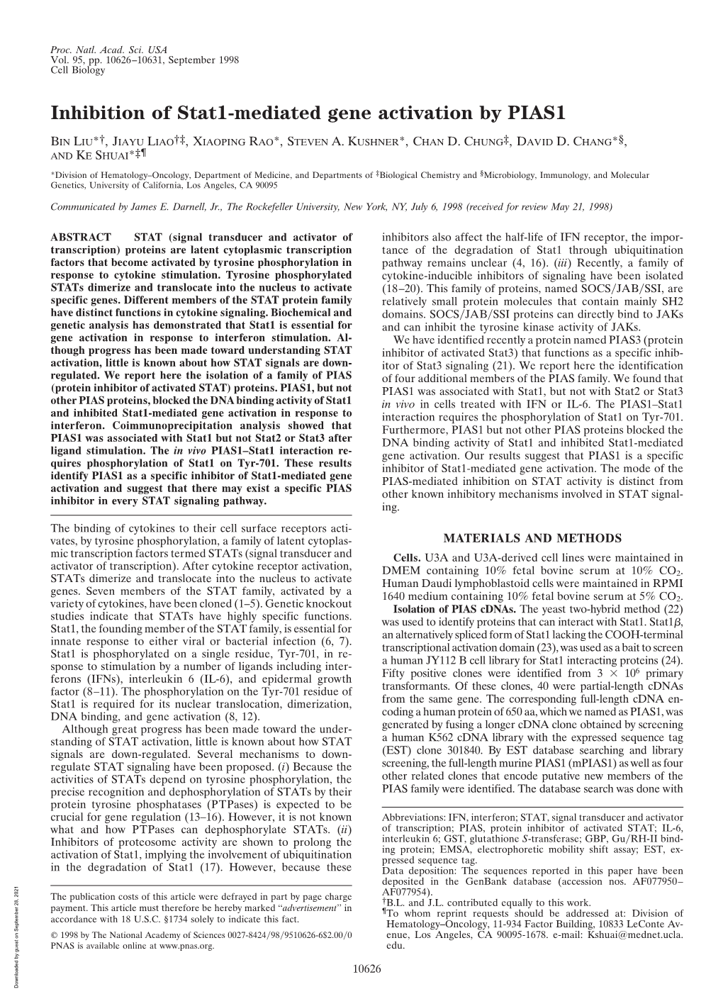 Inhibition of Stat1-Mediated Gene Activation by PIAS1