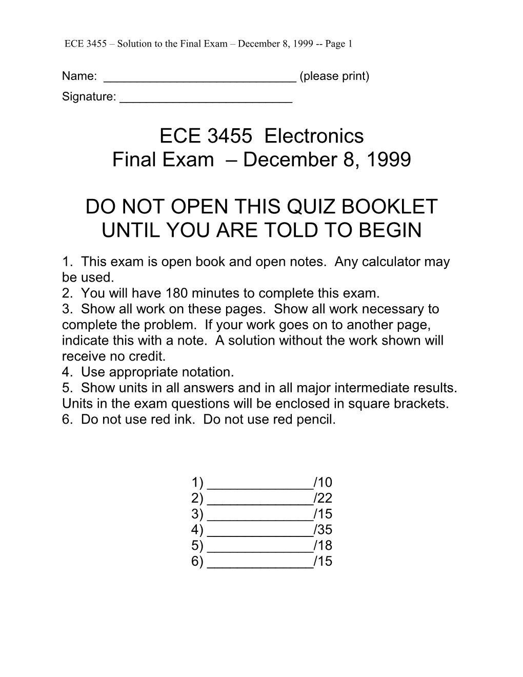 ECE 3455 Exam 2 - Fall 1999