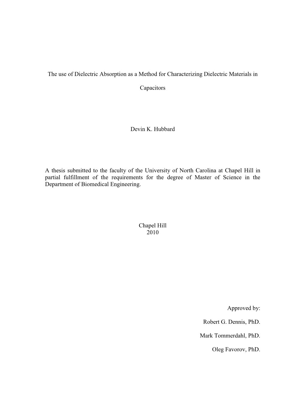 The Use of Dielectric Absorption As a Method for Characterizing Dielectric Materials In