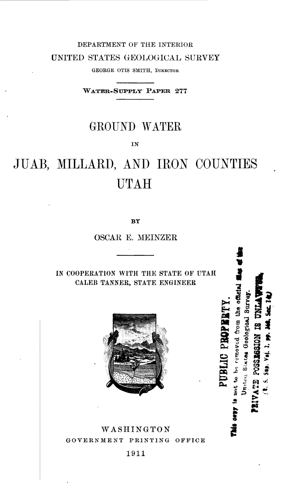 Ground Water in Juab, Millard, and Iron Counties, Utah