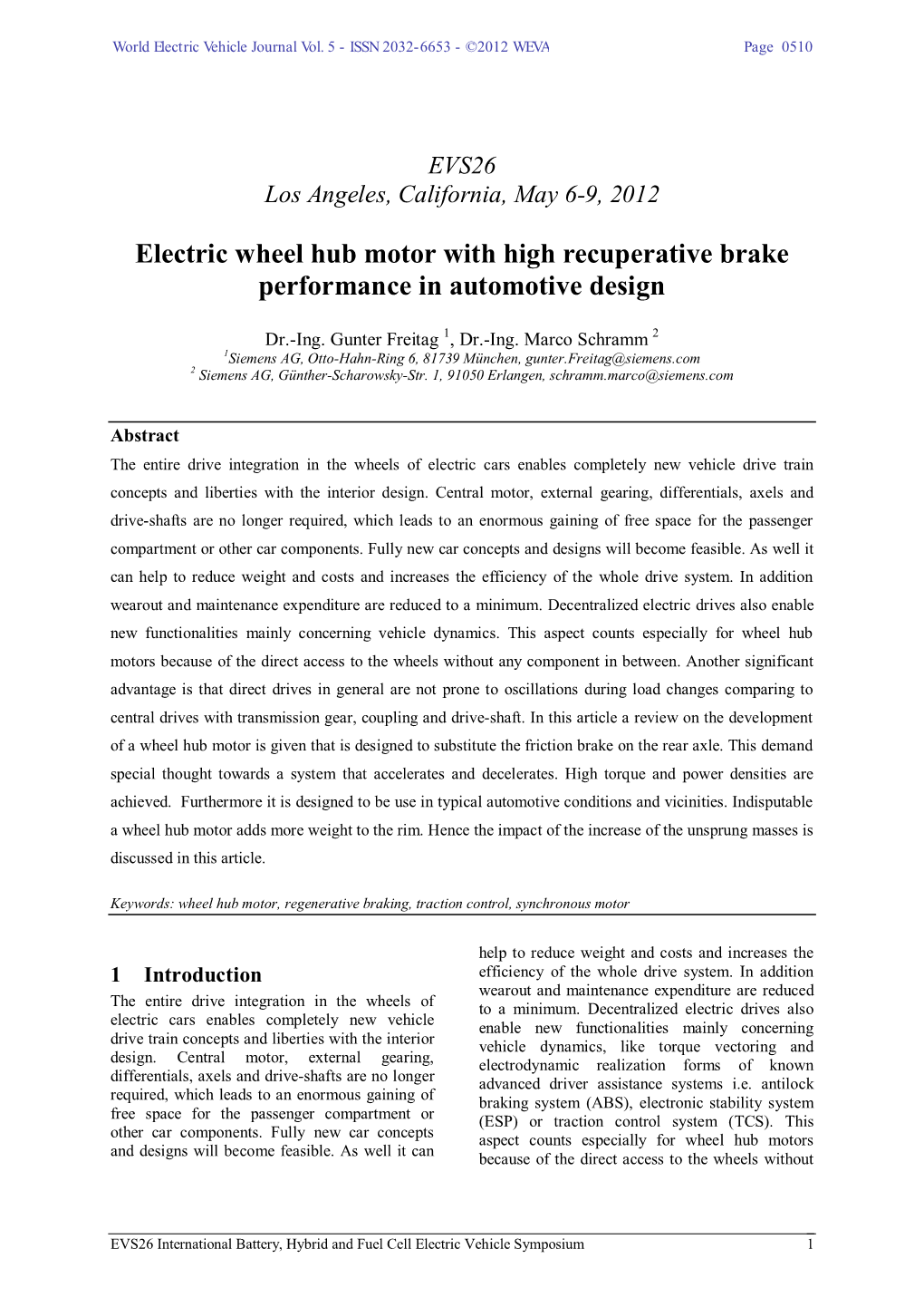 Electric Wheel Hub Motor with High Recuperative Brake Performance in Automotive Design