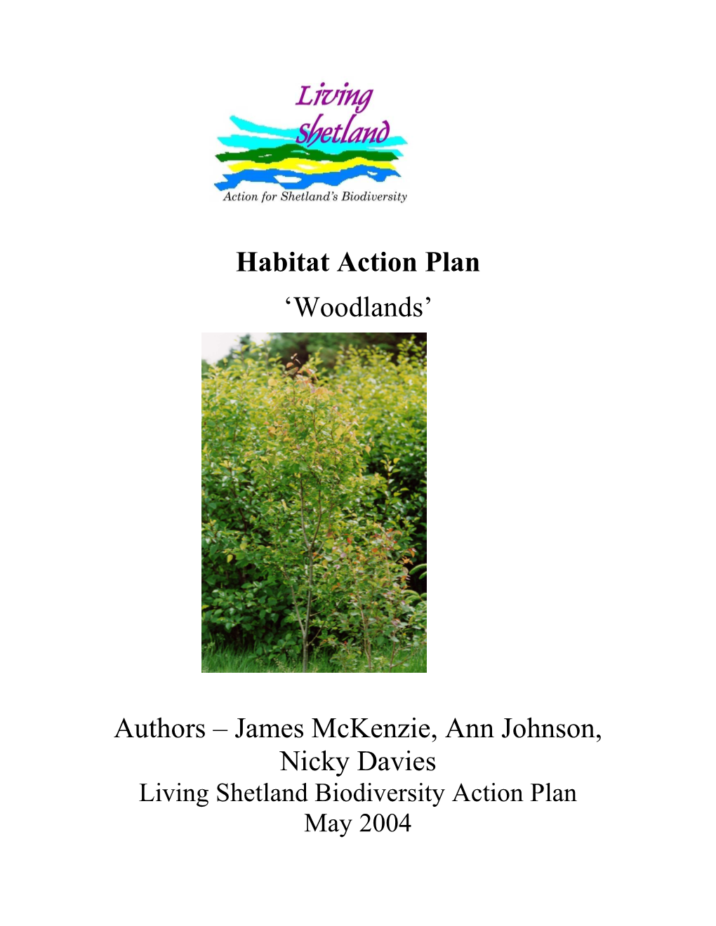 Habitat Action Plan 'Woodlands' Authors