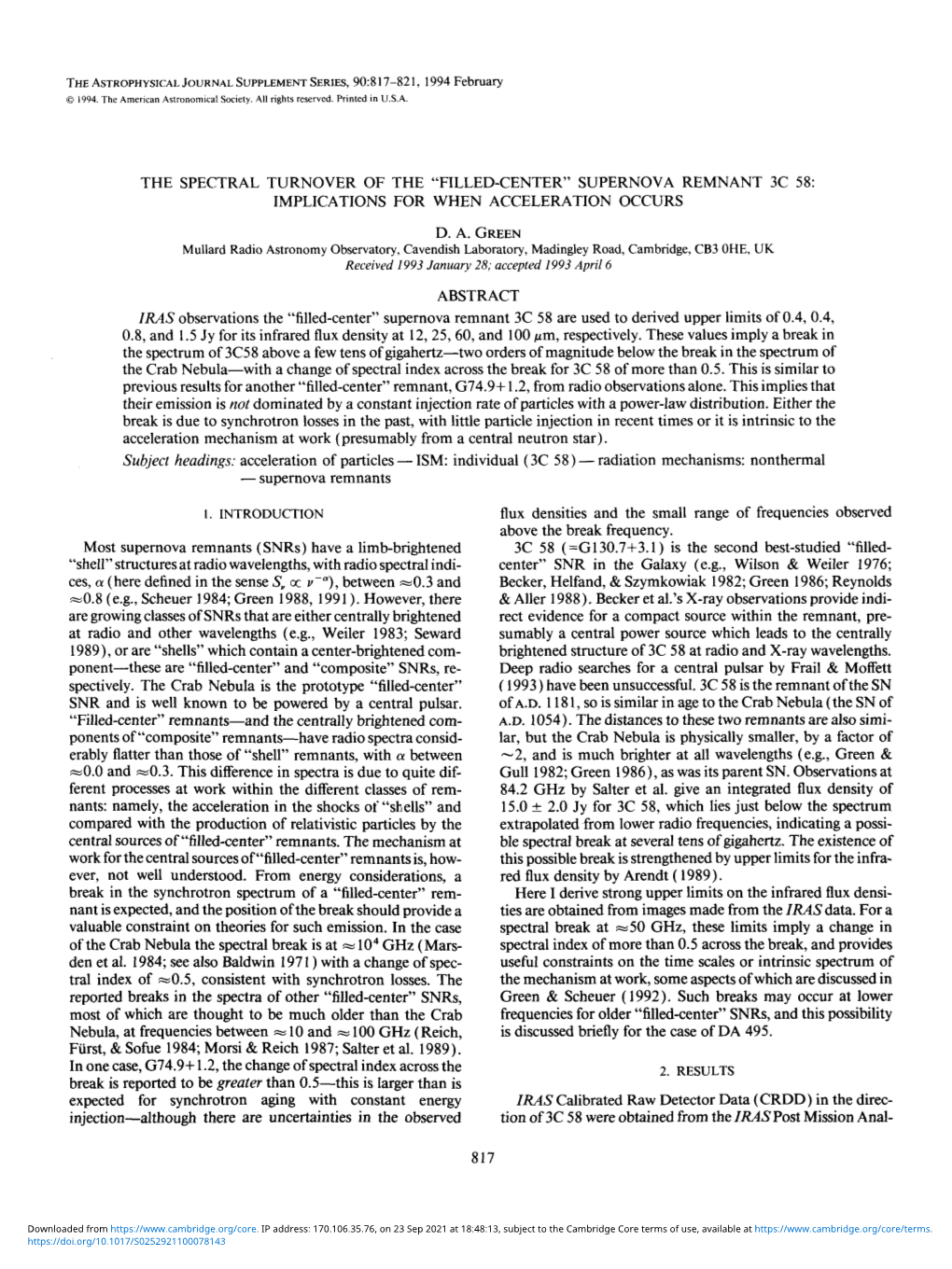 Supernova Remnant 3C 58: Implications for When Acceleration Occurs