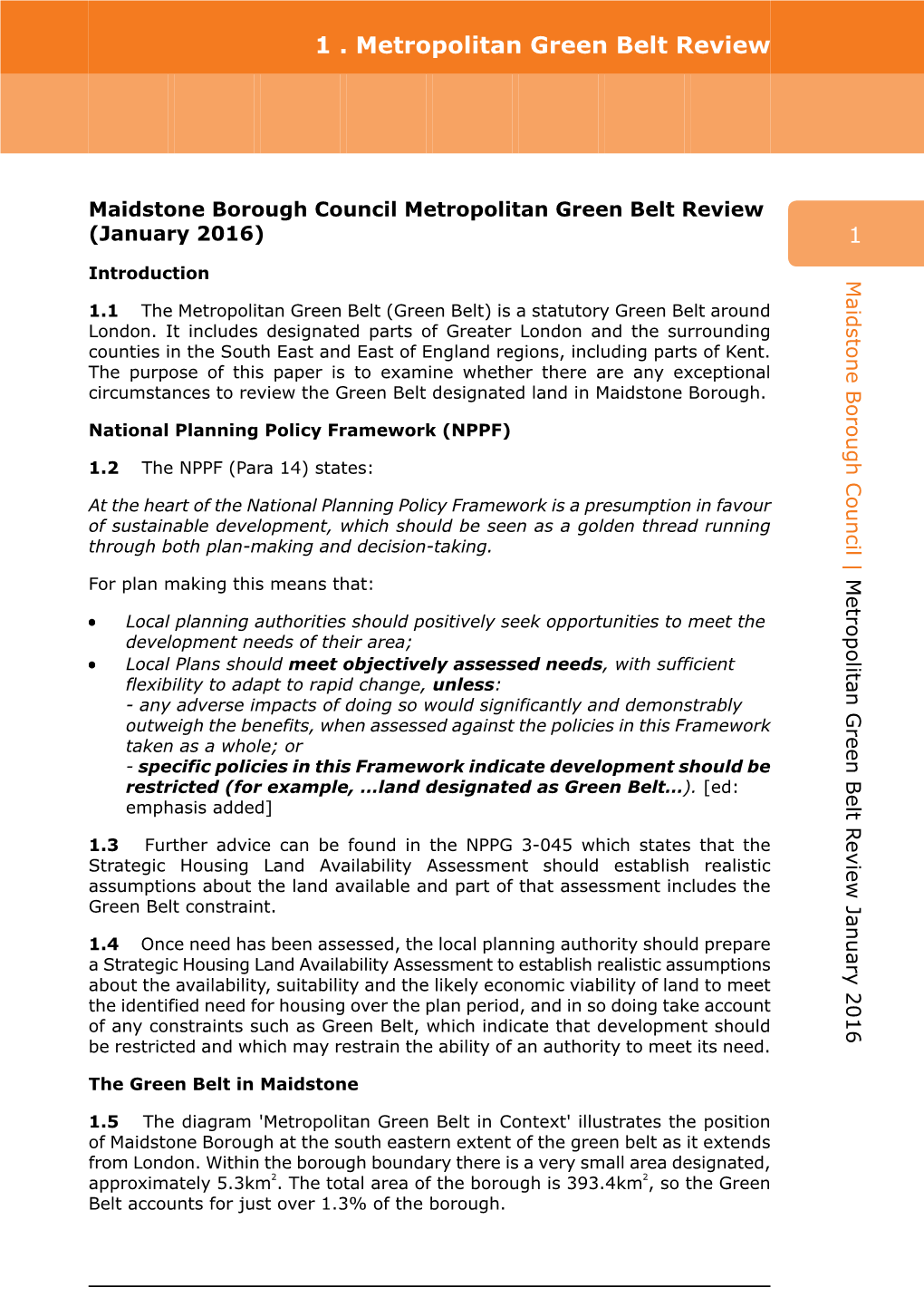 Metropolitan Green Belt Review January 2016