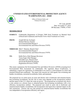 United States Environmental Protection Agency Washington, D.C