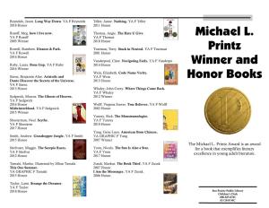 Michael L. Printz Winner and Honor Books