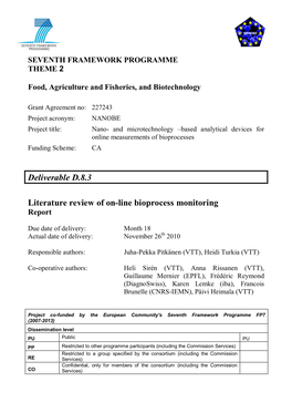 Deliverable D.8.3 Literature Review of On-Line Bioprocess Monitoring