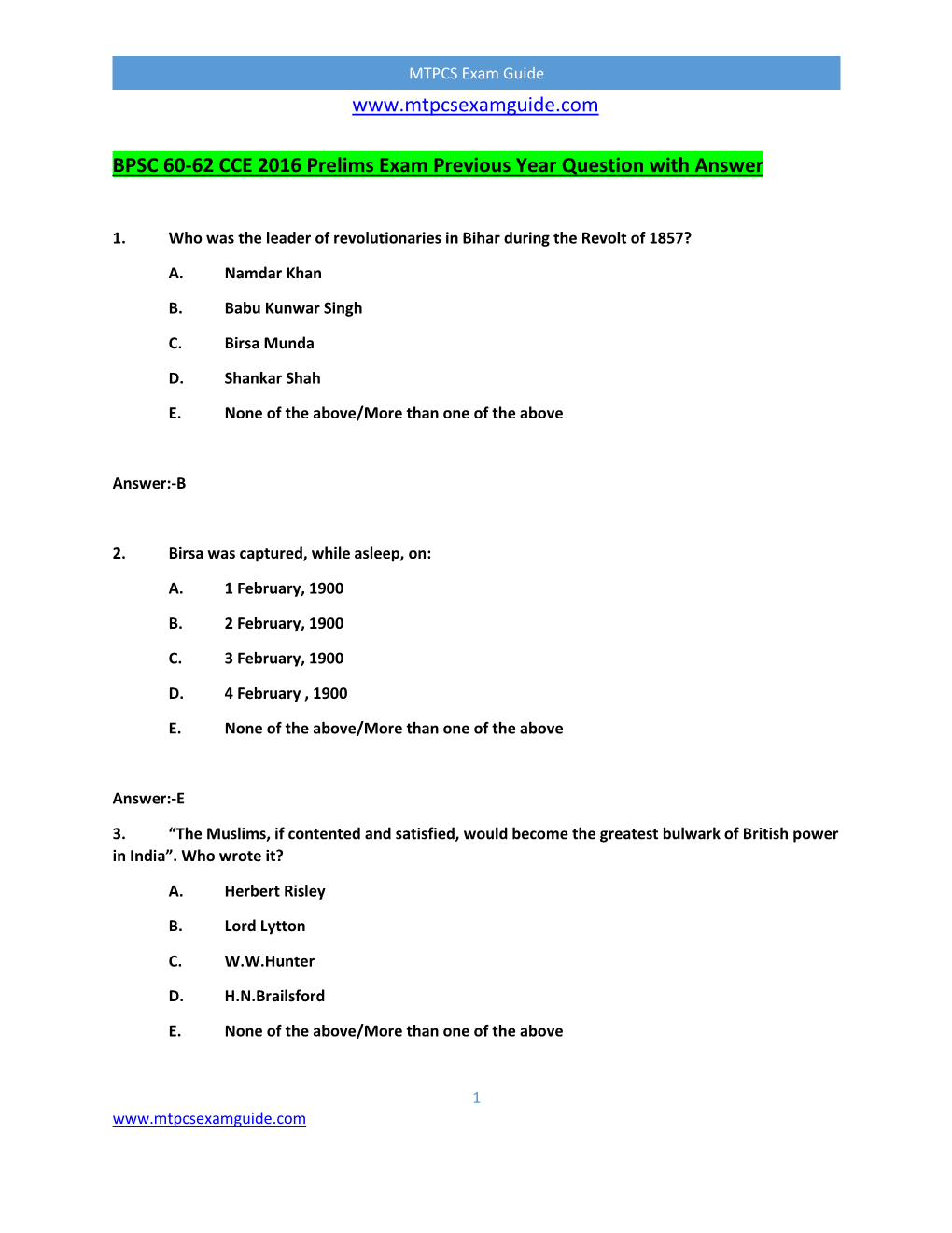 MTPCS Exam Guide