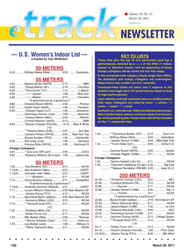 — US Women's Indoor List —