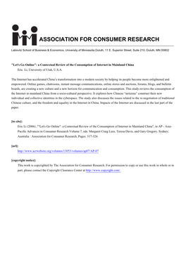 Association for Consumer Research