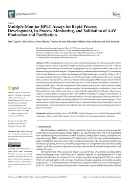 Multiple-Monitor HPLC Assays for Rapid Process Development, In-Process Monitoring, and Validation of AAV Production and Puriﬁcation