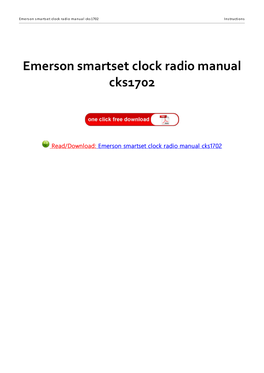 Emerson Smartset Clock Radio Manual Cks1702 Instructions