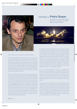Entrevista a Pedro Duque Director General De Deimos Imaging Y Astronauta En Excedencia De La ESA (Agencia Espacial Europea)