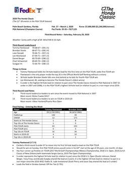 2020 the Honda Classic (The 21St 49 Events in the PGA TOUR Season)
