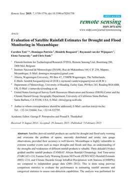 Evaluation of Satellite Rainfall Estimates for Drought and Flood Monitoring in Mozambique