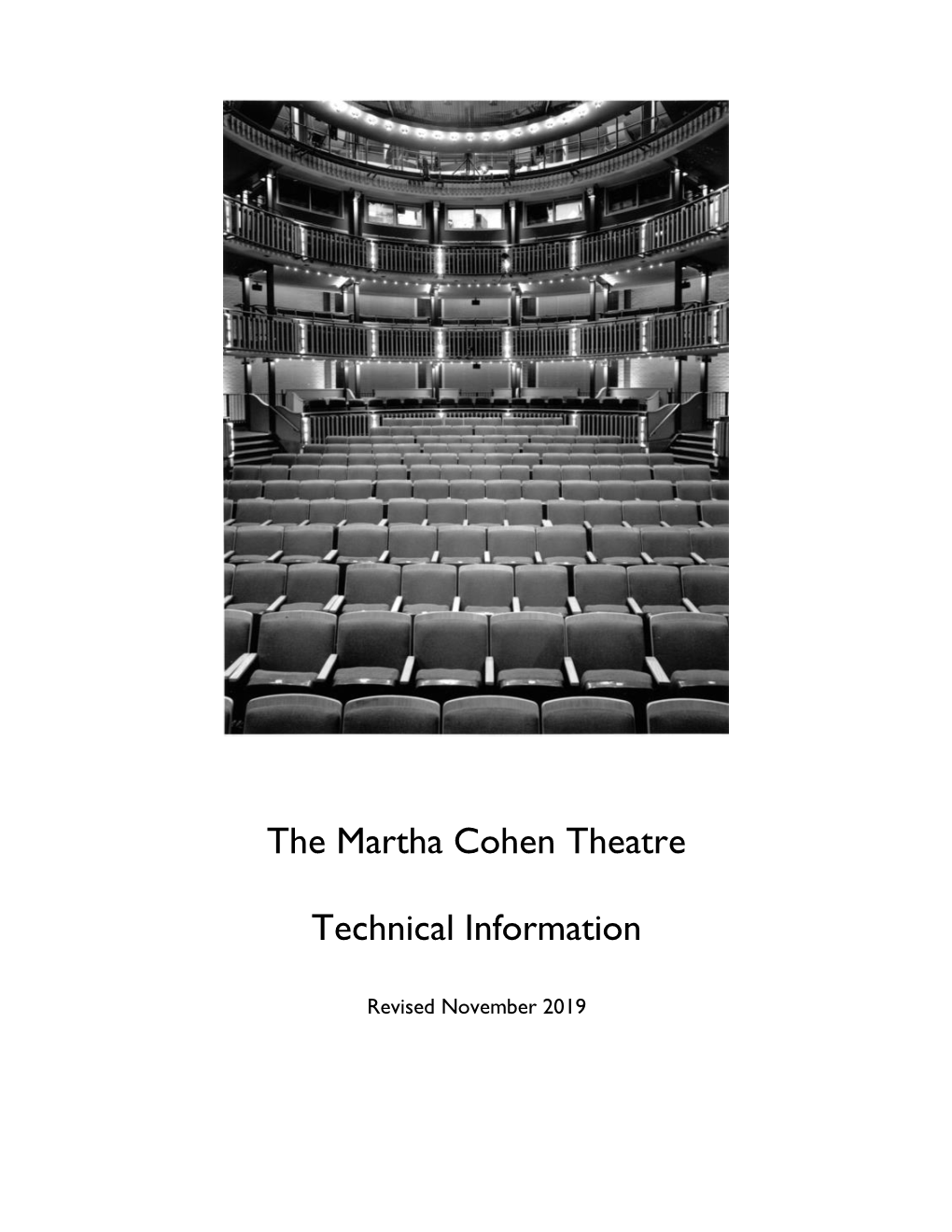 The Martha Cohen Theatre Technical Information