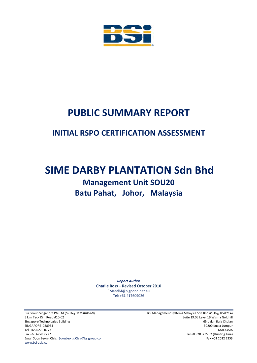 Sime Darby Plantation Sdn Bhd (SOU