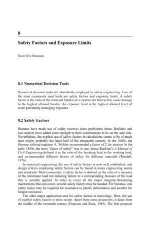 8 Safety Factors and Exposure Limits