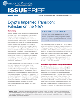 Egypt's Imperiled Transition: Pakistan on the Nile?