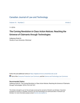 The Coming Revolution in Class Action Notices: Reaching the Universe of Claimants Through Technologies