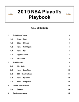 2019 NBA Playoffs Playbook - Contents (Cont.) 4.1 Punch - Rip 15