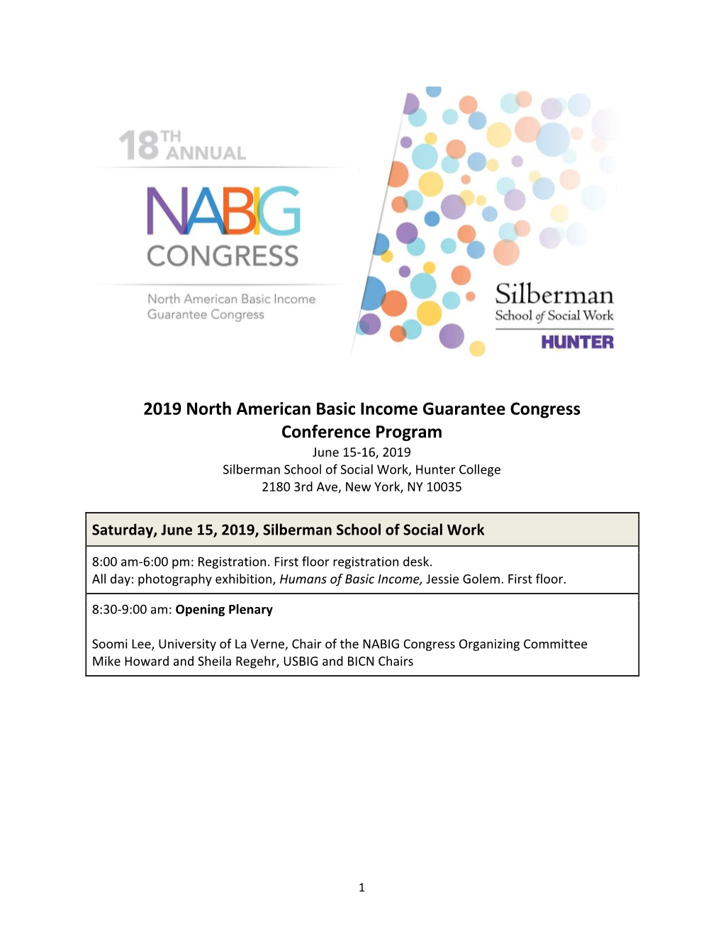 2019 North American Basic Income Guarantee Congress Conference