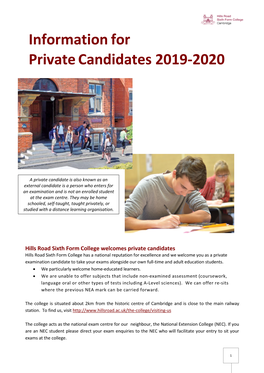 Information for Private Candidates 2019-2020