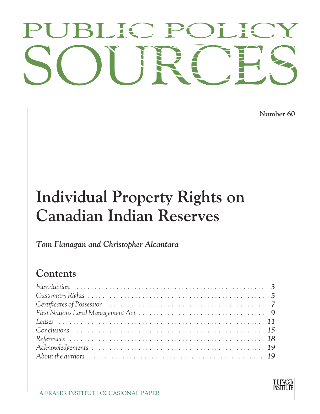 Individual Property Rights on Canadian Indian Reserves