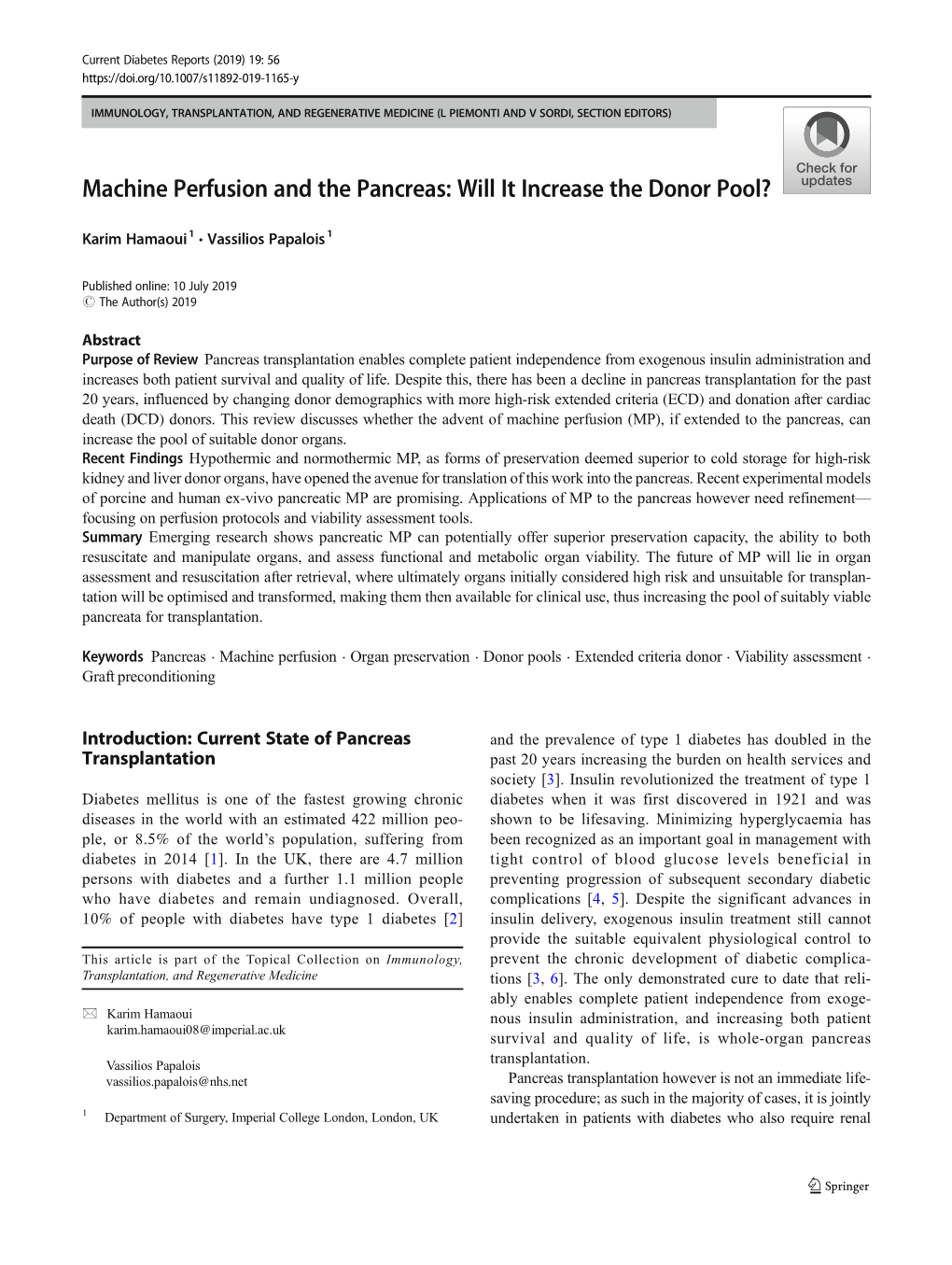 Machine Perfusion and the Pancreas: Will It Increase the Donor Pool?